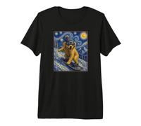 Snowboard Golden Retriever Art Snowboard Cane Maglietta Premium