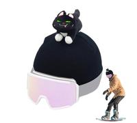 Snowboard Helmet Cover, Cute Washable Cat Ski Helmet Protector, Soft Stretchable Milk Silk Cover for Men, Women, Boys & Girls, Cold Weather Gear, Black
