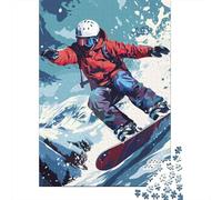 Snowboard Montagna Inverno 1000pcs Mini Puzzle per Adulti Difficile | 52 x 38 cm, scatola decorativa per soggiorno, struttura durevole, regalo di compleanno, rilassamento
