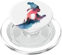 Snowboard Silhouette Foresta Salto Sport Invernali Retro PopSockets PopGrip per MagSafe
