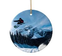 Snowboard Stampa Regali di Natale Colleghi Per Amici Famiglia Circolare Ceramica Ornamenti Appesi di Natale Per La Decorazione Dell'