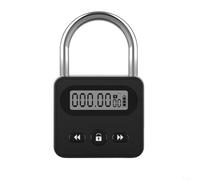 Snowchecking Blocco timer digitale con schermo LCD, blocco di sicurezza in metallo, controllo del tempo, ricarica USB, lungo standby (nero)
