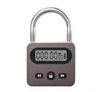 Snowchecking Blocco timer digitale con schermo LCD, blocco di sicurezza in metallo, controllo del tempo, ricarica USB, lungo standby (marrone)