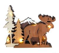 snowchecking Bosso naturale 3D per foresta, ornamento animale con alce montagna composizione albero per soggiorno (B)