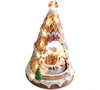 Snowchecking Casa di Natale Villaggio Casa Natale Resina Casa Music Box con scena e calda illuminazione a LED per la decorazione invernale (B)