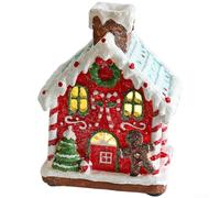 Snowchecking Casa di villaggio di Natale Casa di Natale resina casa Music Box con scena e calda illuminazione a LED per la decorazione invernale (D)