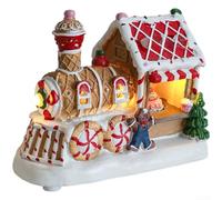 Snowchecking Casa di villaggio di Natale Casa di Natale resina casa Music Box con scena e calda illuminazione a LED per la decorazione invernale (A)