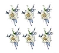 Snowchecking Confezione da 6 spille per bouquet da sposa con fiori artificiali classici, da polso, per sposo, testimone dello sposo, occasioni speciali (verde)