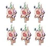 Snowchecking Confezione da 6 spille per bouquet da sposa con fiori artificiali classici, da polso, per sposo, testimone dello sposo, occasioni speciali (rosa)