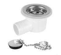 Snowchecking Connettore scolapiatti per lavello camper, in acciaio inox, ad angolo retto, adattatore per scarico a gomito per camper, yacht, roulotte, bianco ABS (testa dritta)
