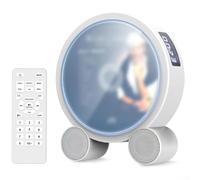 snowchecking Lettore CD personale compatto compatibile con denti blu, con altoparlante wireless, alloggiamento in ABS, elegante effetto bianco e venature del legno (bianco)