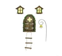 Snowchecking Miniatura fatata porta albero finestra giardino decorazione esterno interno resina ornamento per cortile patio prato vaso di fiori