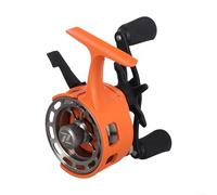 snowchecking Mulinello da pesca sul ghiaccio con sistema magnetico a goccia, rapporto di trasmissione 3,2:1, cuscinetti 3+1, bobina in linea per pesca invernale, giallo-verde (mano destra arancione)