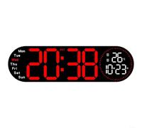 snowchecking Orologio da parete digitale a LED con doppio allarme, visualizzazione della temperatura e della data, luminosità a 10 livelli, conto alla rovescia, grande schermo per camera da letto