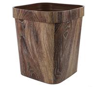 snowchecking Pattumiera quadrata da 14 litri con l'orlo del grano di legno, materia plastica per cucina, camera d'albergo, camera da letto e smaltimento dei rifiuti della toilette di KTV