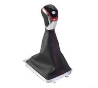 snowchecking Pomello del cambio e staffa di montaggio per Passat B6 2005-2011, manuale a 5/6 velocità, finitura rossa, plastica + pelle artificiale (5 velocità)