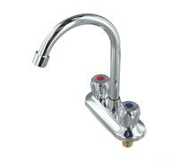 snowchecking Rubinetto miscelatore per lavabo a doppia maniglia in ottone, rubinetto per lavabo da bagno a 2 fori con controllo dell'acqua calda e fredda, finitura argento, distanza centrale 100 mm