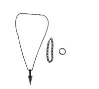 snowchecking Set di gioielli modulari geometrici scuri catena 45 cm | Set componibile 3 pezzi, ciondolo freccia, catena incisa, chiusura magnetica, finitura nero opaco