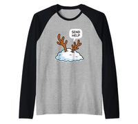 Snowed in Renna Send Help Funny Xmas Christmas Costume Maglia con Maniche Raglan