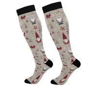 Snowflake Christmas Gnomes Calze A Compressione Uomo Calze Contenitive Calzini Alti Sono Per Atletica Giri In Bici Circolazione Edema 1 Paio 50Cm