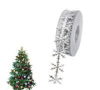 Snowflake Craft Ribbon - Sequin Embossed Silver Gold Trim, Festive Felt Decorative Line Ten-Meter Roll, Elegant Applique Detail | Holiday DIY Crafting Accent For Gift Wrap Sewing Seasonal Displays
