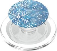 Snowflake Gray Blue Snow Frostwork Winter Christmas Lights PopSockets PopGrip per MagSafe