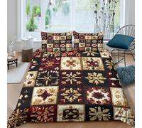 Snowflake patternsSet Di Copripiumino ultra microfibra 3 Pezzi stampa di 3D cerniera nascosta Winter embroidery copripiumino con federe traspirante ultra morbido for coppie Single（140x200cm）