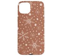Snowflakes Taupe Pattern Winter Christmas Holidays Snow Custodia per iPhone 15 Plus