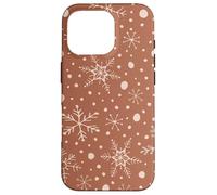 Snowflakes Taupe Pattern Winter Christmas Holidays Snow Custodia per iPhone 16 Pro