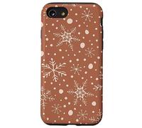 Snowflakes Taupe Pattern Winter Christmas Holidays Snow Custodia per iPhone SE (2020) / 7/8