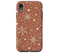 Snowflakes Taupe Pattern Winter Christmas Holidays Snow Custodia per iPhone XR