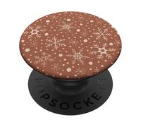 Snowflakes Taupe Pattern Winter Christmas Holidays Snow PopSockets PopGrip Adesivo