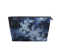 Snowflakes Were Dancing In The Air Borsa per il trucco da donna Stampa Borsa per il trucco da viaggio di grande capacità, Borsa per la rasatura da toeletta impermeabile in pelle