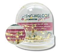 Snowglobe for You 50012 - Palla di neve grande con immagine basamento trasparente, contenuto oro stelle, 9 cm