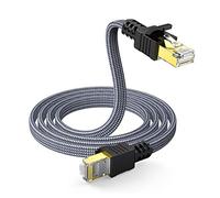 Snowkids Cat7 Cavo Ethernet 1m, Alta Velocità Cavo di Rete 10Gbit/s 600MHz Piatto Nylon Professionale Placcato STP LAN RJ45 Gigabit Cavo Patch