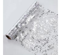 Snowkingdom Runner da tavola in argento con paillettes glitterate, rete metallica color argento, rotolo da 12 m, decorazione da tavolo per matrimoni, compleanni, Natale, baby shower