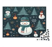 Snowman Christmas-Cartoon Festive Design 1000Pc Jigsaw Puzzle for Adults Snowman with Winter Pattern Impossible Hard Difficult & Educational Decompression 52x38cm/1000pcs