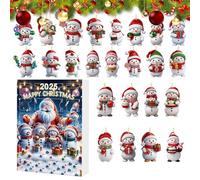 Snowman Christmas Countdown - Acrilico - Avvento, calendario 24 giorni, decorazione per le vacanze, ornamenti contengono dettagli colorati | Bambini adolescenti adulti tavolo finestra albero festa