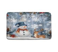 Snowman Christmas Cute Snowman Deer Elk Snowflake Vintage Barn Door Funny Winter Holiday Zerbino Ingresso Antiscivolo Tappeto Entrata Confortevole Tappeti Da Bagno Per Doccia Esterno 40X60Cm