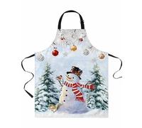 Snowman Christmas Xmas Tree Snowflake Ball Winter Grembiule Cucina Unisex Grembiuli Regolabile Grembiule per Ristorante Barman Donna 70X84cm