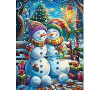 Snowman Couple in Christmas Forest Rompicapo 1000 Pezzi Per Decorazione Camera Bambini Magical Accompany Fairy Tale Cartone Atossico Tema Disney Per Cameretta Attività Educativa Con Confezione Regalo