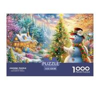 Snowman Decorates Tree, Cozy Snowy House Puzzle Da 1000 Pezzi Christmas Style Gioco Classico Per Bambini E Adulti, Riciclato 52x38cm/1000pcs