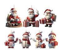 Snowman di Natale - 7 Ornamenti a pendente per alberi di Natale acrilico, classiche decorazioni per le vacanze in fattoria rustica | CAMPIO DI SNOPE DI SANGUE COMPARONE CONTRI PER STRINGI PER PERTINE,