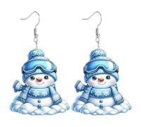 Snowman Earrings Acrylic Snowman Earrings Suitable For Women's All Season Parties And Holiday Celebrations Orecchini Naso Brillantino (Sky Blue, One Size)