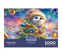 Snowman Face in Christmas Tree Puzzle Da 1000 Pezzi Christmas Snowman Perfetto Per Le Serate Di Giochi, Adulti E Bambini 38x26cm/1000pcs