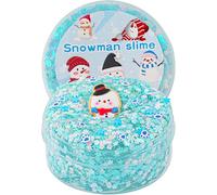 Snowman Glitter Blue & White Sequins Slime, melma crunchy per bambini, giocattolo sensoriale, regalo per ragazze e ragazzi per compleanno, Pasqua, Halloween, Natale