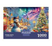 Snowman in Festive Village Street Puzzle Da 1000 Pezzi Christmas Snowman Ideale Per I Regali Di Compleanno E Di Natale 52x38cm/1000pcs