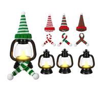 Snowman Lantern - Mini decorazione a LED natalizia, confezione da 4 mini lanterne con cappello e scarf, decorazioni natalizie portatili con cappello e scarf | Hangable Winter Holiday Lamp per interni