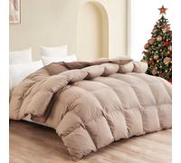 SNOWMAN Lussuoso piumino d'oca king size 100% cotone Shell con linguetta angolare, extra caldo, tinta unita kaki