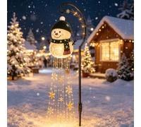 Snowman Magic Fountain - Flowing Snowflake LED Christmas Garden Light (#2) | Christmas Solar Garden Stake Light, Sonwman Stake Light, Warm Glow, Solar Power and Outdoor Garden Stake for Yard Decor